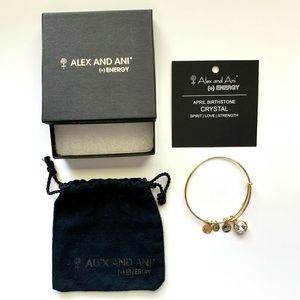 Alex & Ani Clear Swarovski Birthstone Gold Bangle